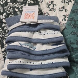 Carter's Blue and White Baby Washcloth Set